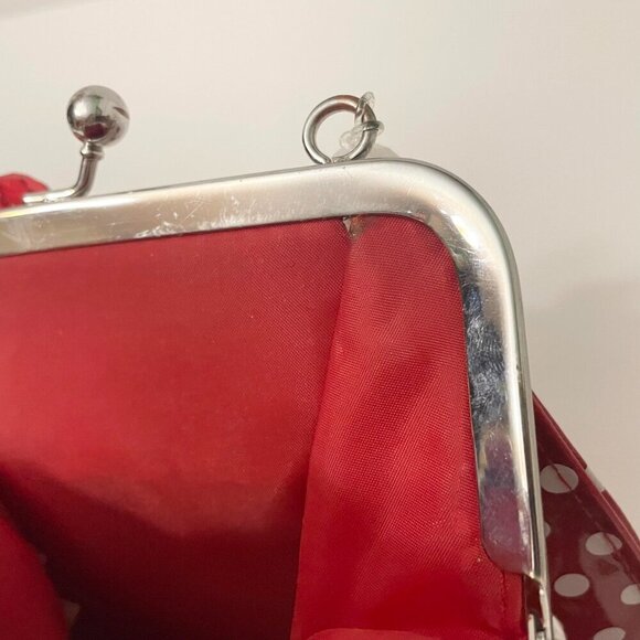 Disney Parks Minnie Mouse Purse Beaded Handle Heart Polka Dots Flaws - Picture 15 of 16